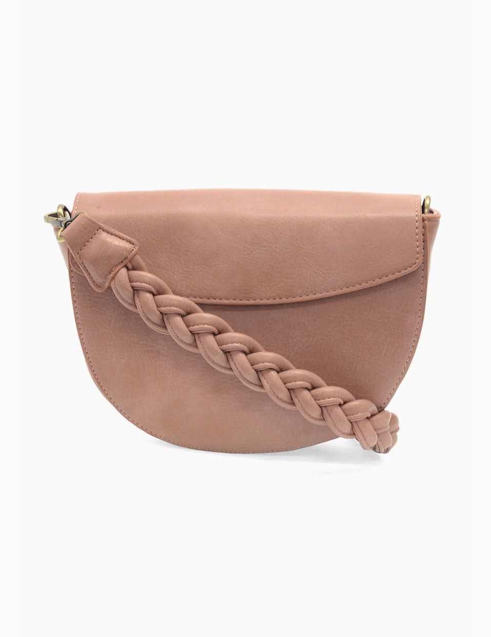 Linda Crescent Crossbody with Braided Strap | Blush