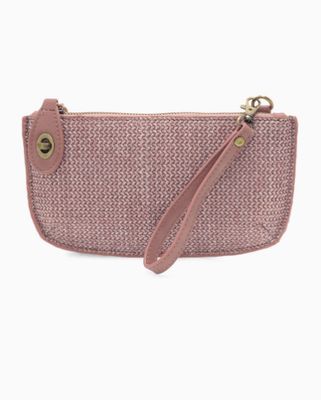 Straw Mini Crossbody Wristlet Clutch