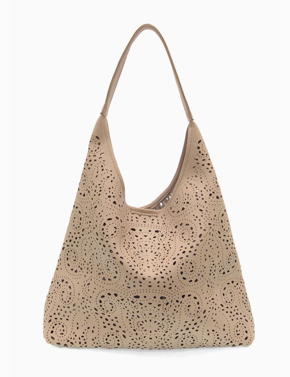 Lazer Cut Eyelet Hobo | Taupe