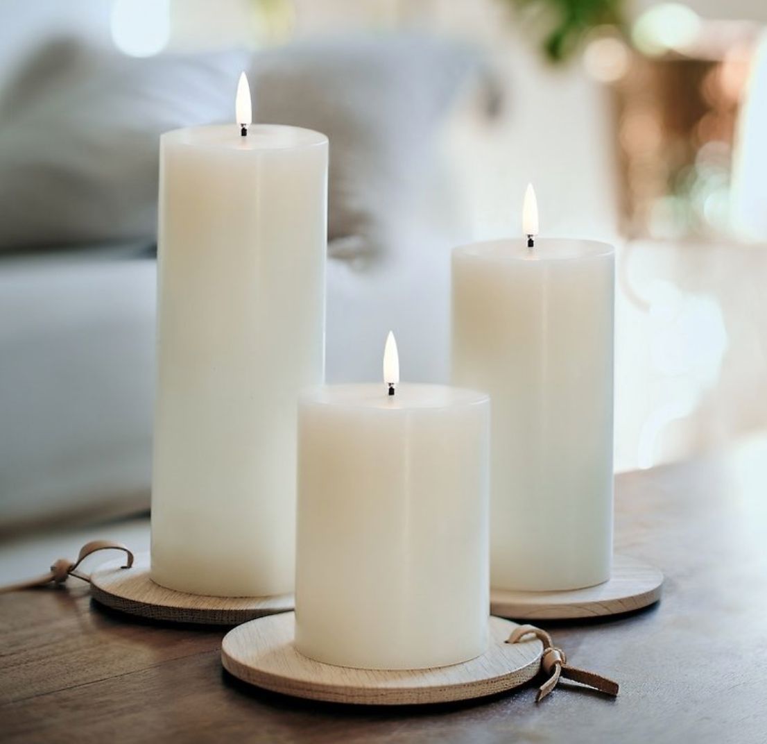 Nordic LED White Smooth Pillar Candle