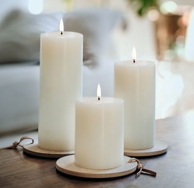 Nordic LED White Smooth Pillar Candle