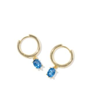The Cailin Single Stone Huggie in Gold Blue Crystal