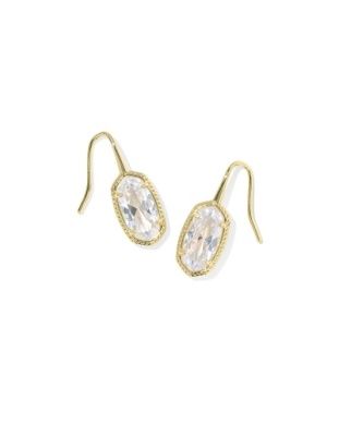The Lee Luxe Drop Earrings in Gold White Crystal