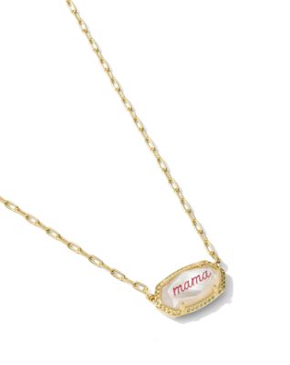 The Elisa Mama Script Necklace in Gold Ivory Mother of Pearl