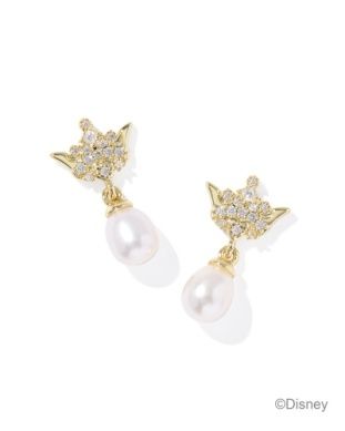 Disney Princess Crown Drop Earrings in Gold White Mix