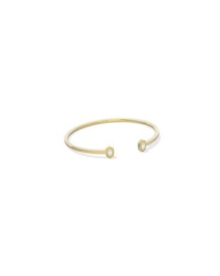 Mini Elton Cuff Bfacelet in Gold Bright White Opal
