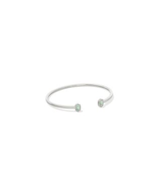Mini Elton Cuff Bracelet in Silver Green Opal