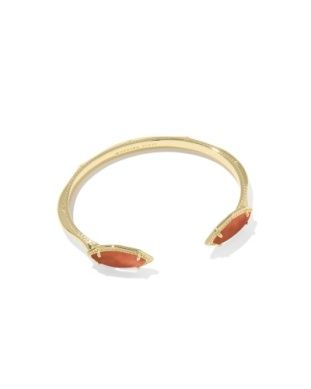 The Ophelia Cuff Bracelet in Gold Burnt Orange Mother of Pearl