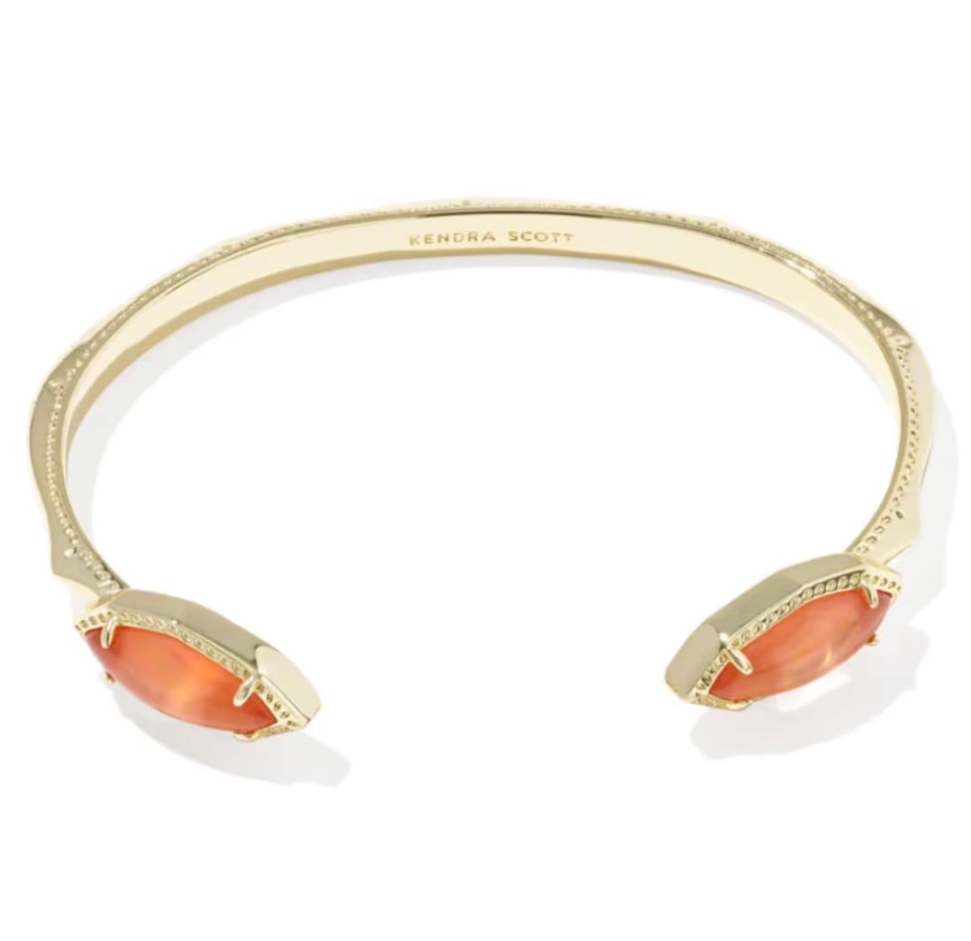 The Ophelia Cuff Bracelet in Gold Burnt Orange Mother of Pearl