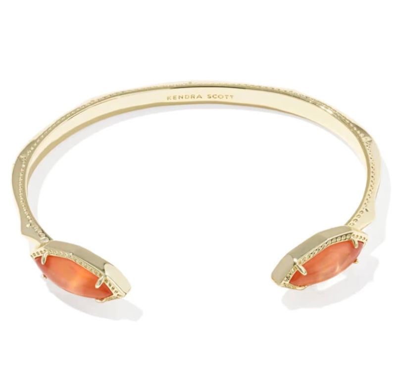 The Ophelia Cuff Bracelet in Gold Burnt Orange Mother of Pearl