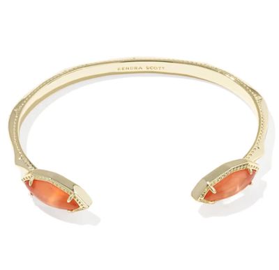 The Ophelia Cuff Bracelet in Gold Burnt Orange Mother of Pearl