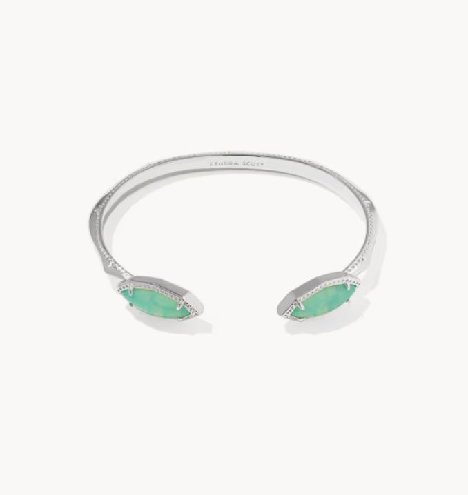 The Ophelia Cuff Bracelet in Silver Mint Iridescent Abalone