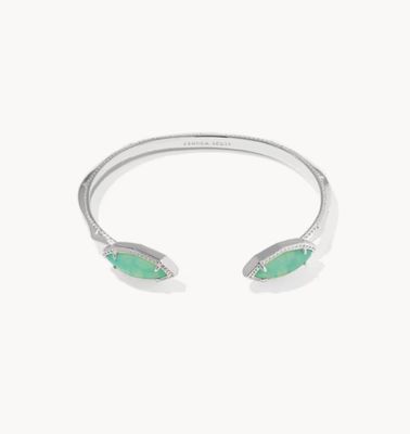 The Ophelia Cuff Bracelet in Silver Mint Iridescent Abalone