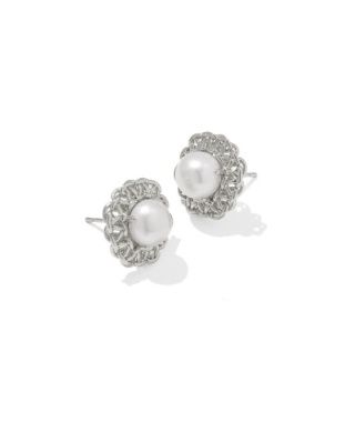 The Gabrielle Pearl Stud Earrings in Silver