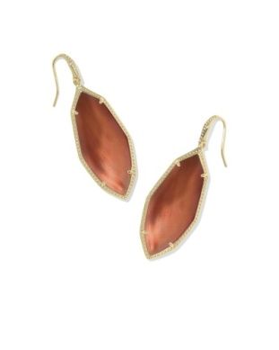 The Ophelia Drop Earrings in Gold Burnt Orange Mother of Pearl