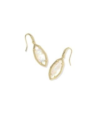 The Ophelia Small Drop Earring in Gold Iridescent Abalone