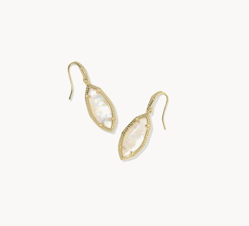 The Ophelia Small Drop Earring in Gold Iridescent Abalone