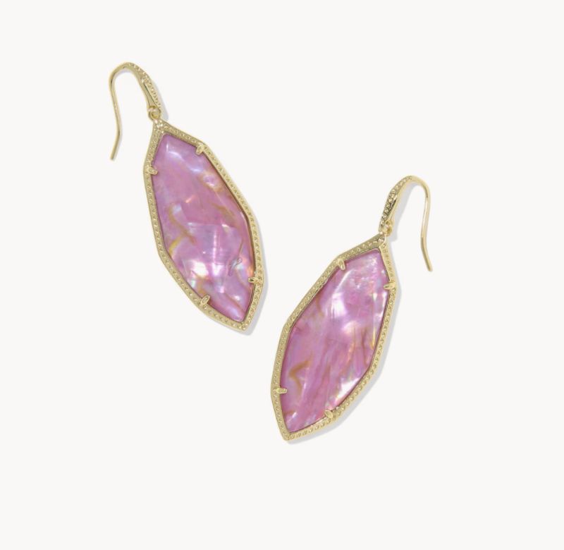 The Ophelia Drop Earrings in Gold Light Mauve Illusion