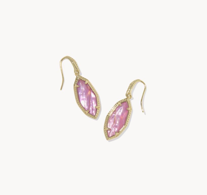 The Ophelia Small Drop Earrings in Gold Light Mauve Illusion