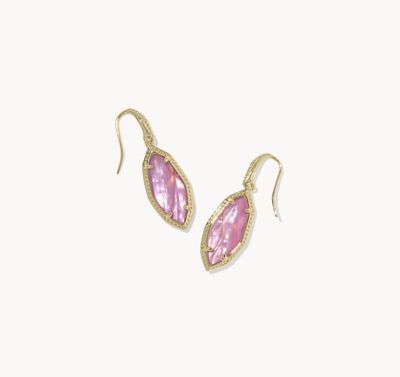 The Ophelia Small Drop Earrings in Gold Light Mauve Illusion