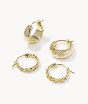 The Gabriella Set of Huggies in Gold