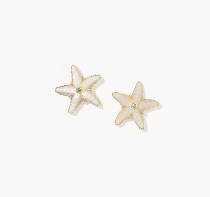 The Parker Starfish Stud Earrings in Gold Mother of Pearl