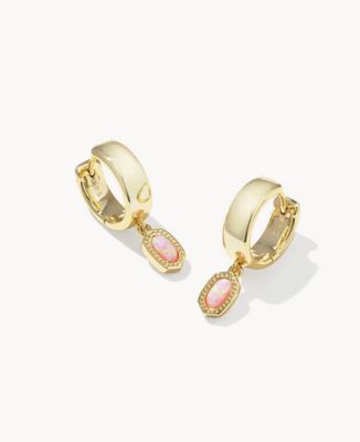 Mini Ellie Wide Huggie Gold Lt Pink Opal