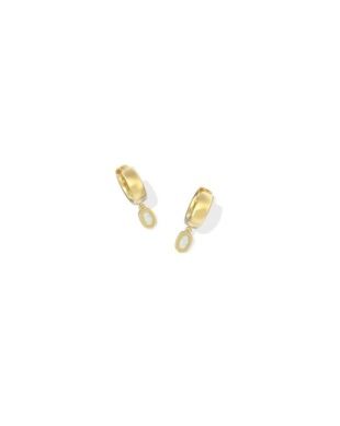 Mini Ellie Wide Huggie in Gold Bright White Opal