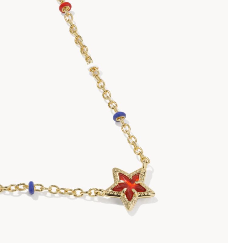 Mini Cassidy Pendant Necklace in Gold Red Illusion