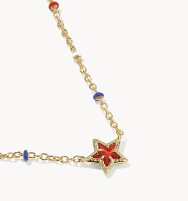 Mini Cassidy Pendant Necklace in Gold Red Illusion