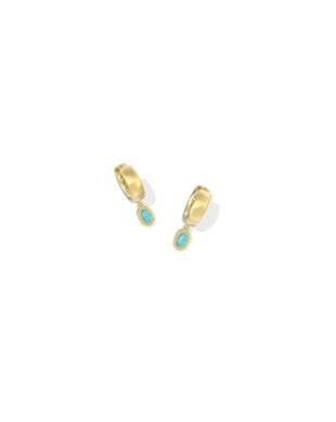 Mini Ellie Wide Huggie Gold Blue Opal