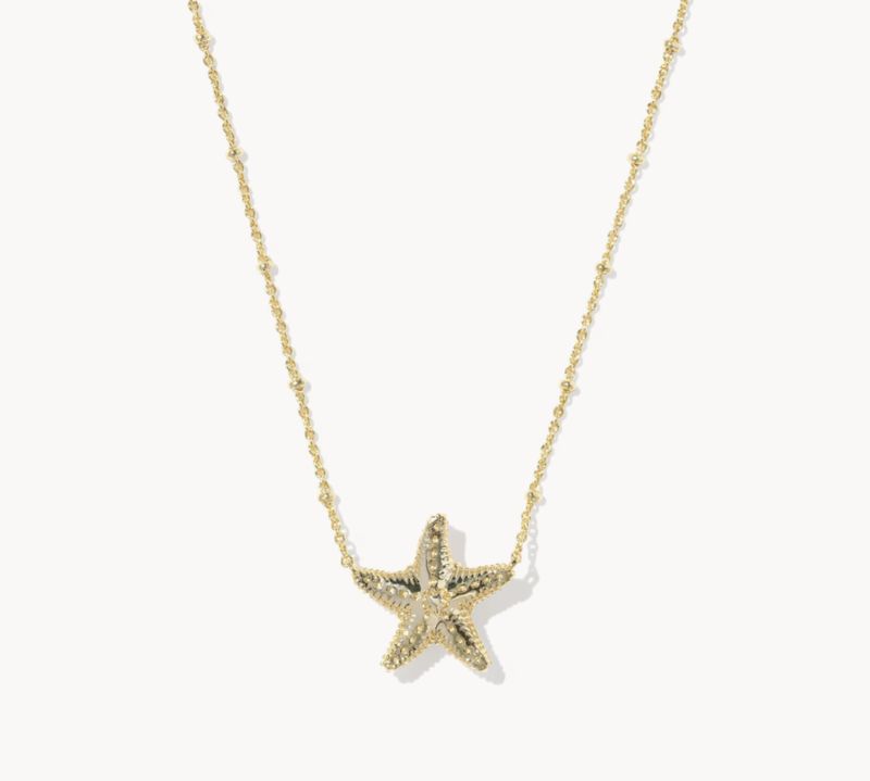 The Parker Starfish Pendant Necklace in Gold Natural Mother of Pearl