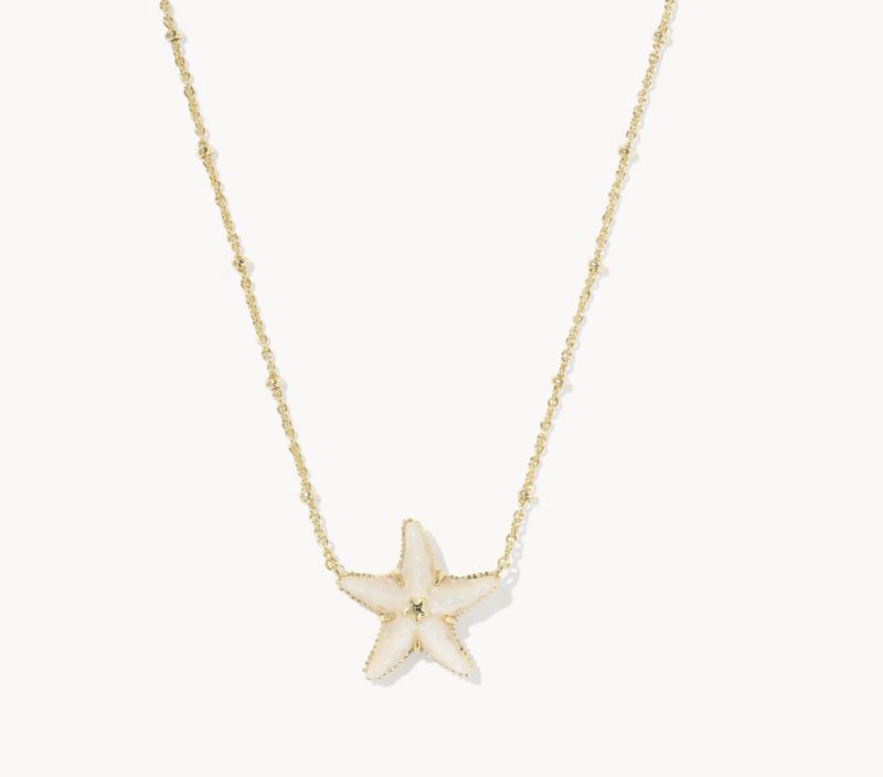 The Parker Starfish Pendant Necklace in Gold Natural Mother of Pearl