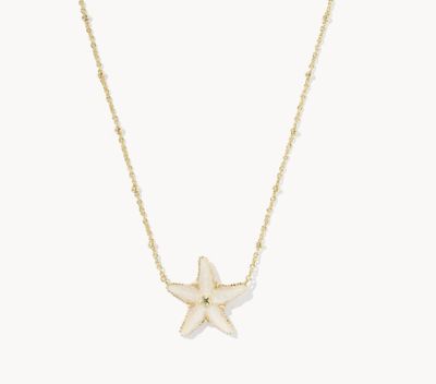 The Parker Starfish Pendant Necklace in Gold Natural Mother of Pearl