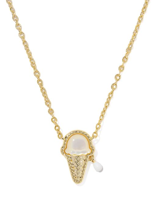 Ice Cream Pendant Necklace in Gold Ivory Mother of Pearl