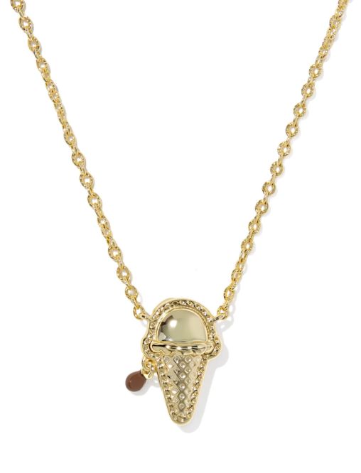 Ice Cream Pendant Necklace in Gold Ivory Mother of Pearl