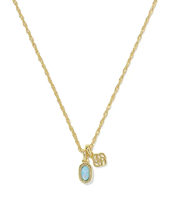 Mini Elisa Dira Necklace in Gold Blue Opal