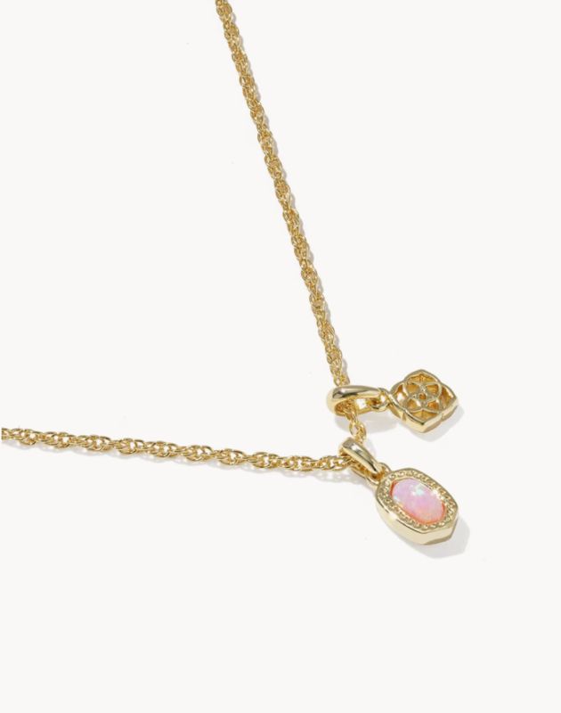 Mini Elisa Dira Necklace in Gold Light Pink Opal