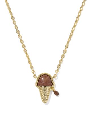 Ice Cream Pendant Necklace in Gold Brown Magnesite