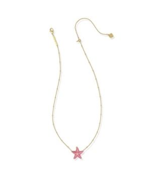 The Parker Starfish Pendant Necklace in Gold Bright Pink Mother of Pearl