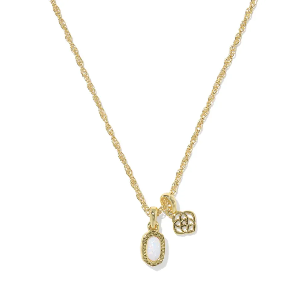 Mini Elisa Dira Necklace in Gold White Opal