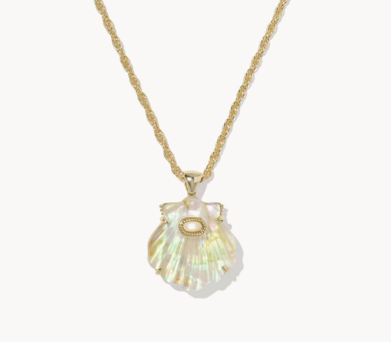 The Lucia Shell Pendant Necklace in Gold Iridescent Abalone