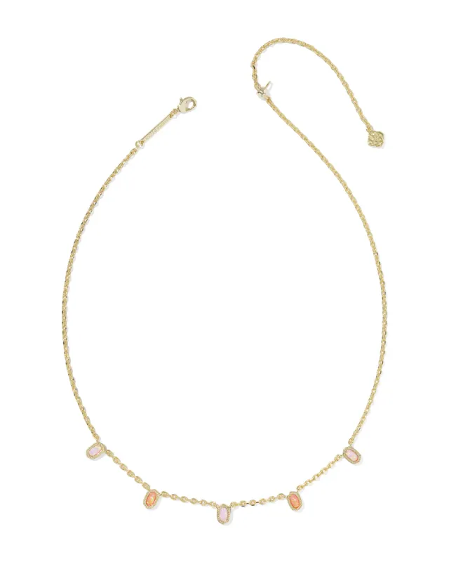 Mini Elisa Strand Necklace in Gold Pink Mix