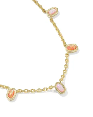 Mini Elisa Strand Necklace in Gold Pink Mix