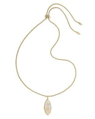 The Ophelia  Large Long Pendant in Gold Iridescet Abalone