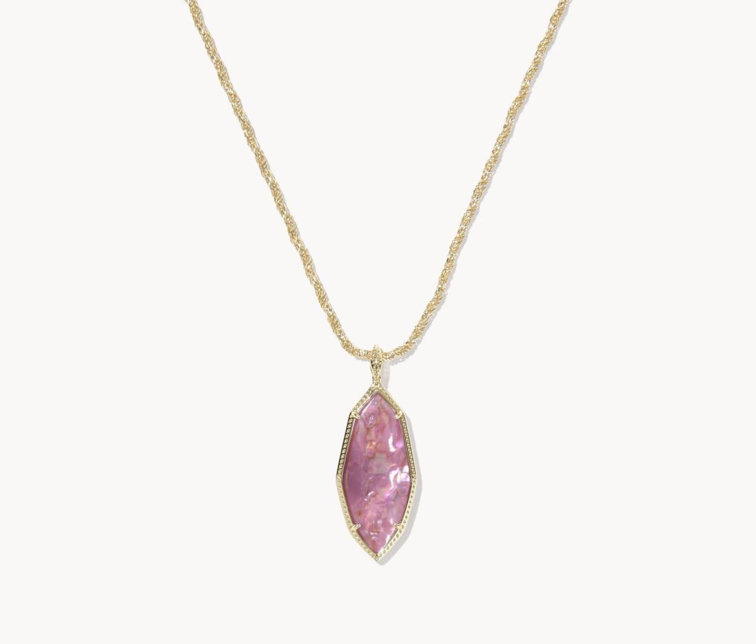 The Ophelia Large Long Pendant in Mauve Illusion