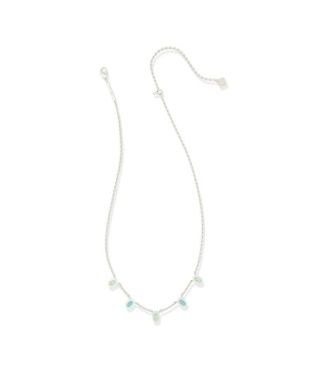 Mini Elisa Strand Necklace in Silver Green Mix
