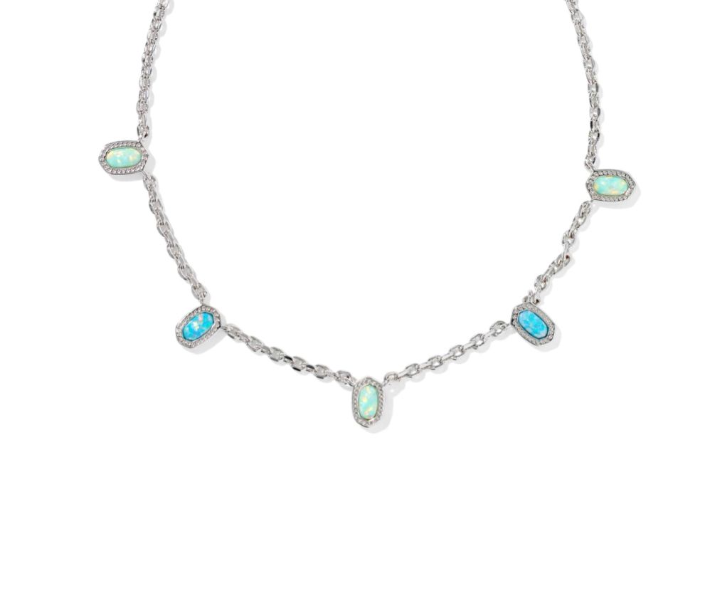 Mini Elisa Strand Necklace in Silver Green Mix