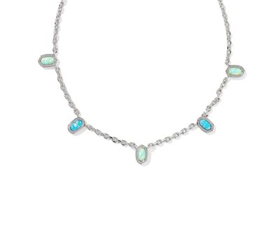 Mini Elisa Strand Necklace in Silver Green Mix