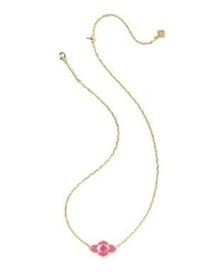 The Abbie Medallion Pendant in Gold Hot Pink Mix